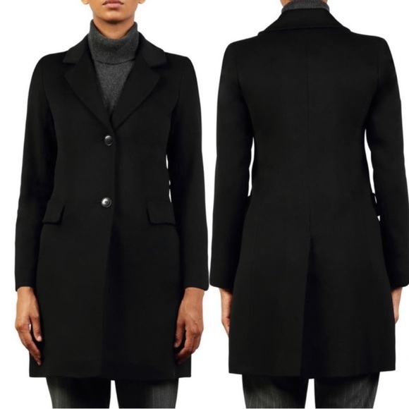 Fleurette Walker Notched Collar Wool Pea Coat Black Size 14 - Picture 5 of 10